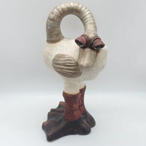 Ceramic Duck Ostrich Caricature Sculpture Figurine 10”, Kitschy Vintage